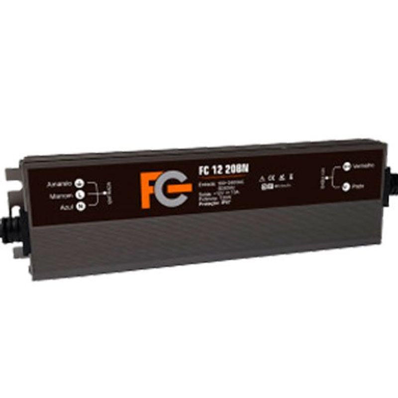 fonte fc fontes blindada 12v 20a 240w ip67 (mp)