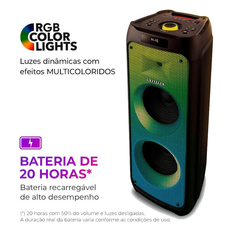 caixa de som amplificada aiwa party box 300w bivolt aws-pb-06 (mp)