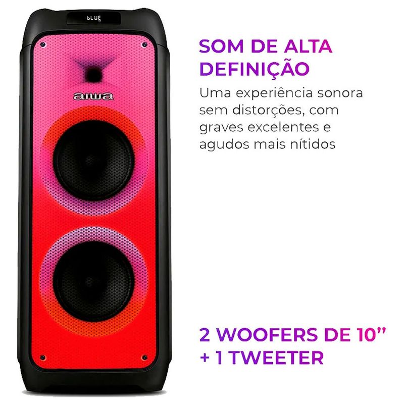 caixa de som amplificada aiwa party box 300w bivolt aws-pb-06 (mp)
