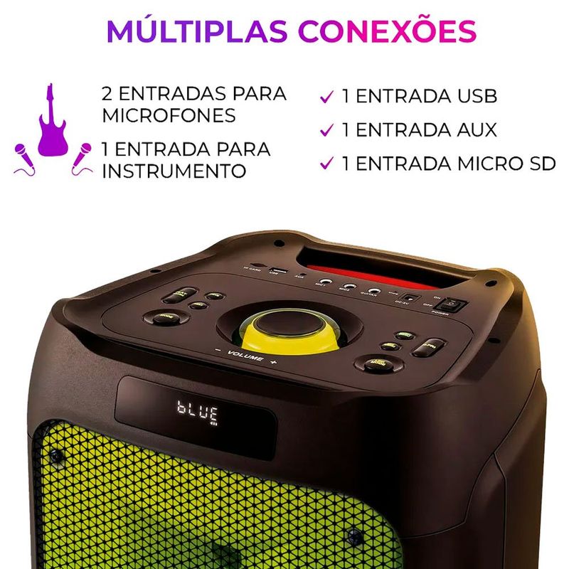 caixa de som amplificada aiwa party box 300w bivolt aws-pb-06 (mp)