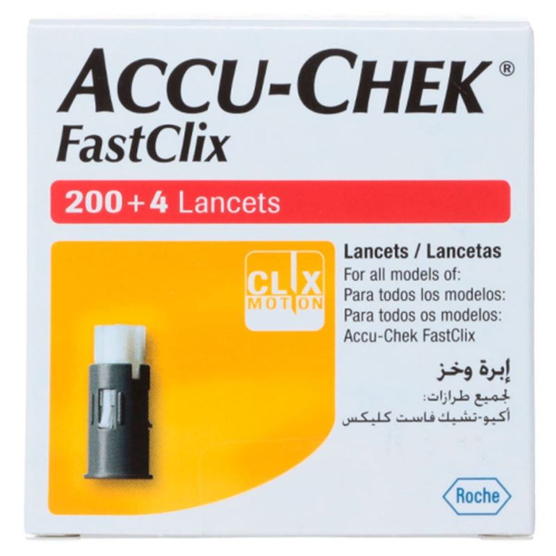lanceta accu-chek fastclix com 200 + 4 unidades