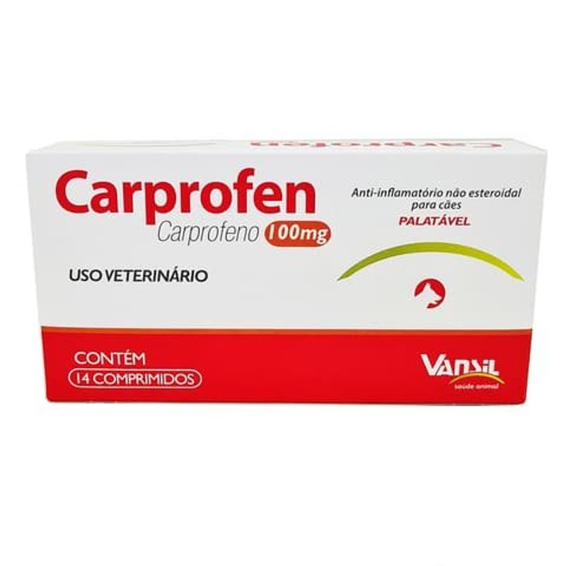 anti-inflamatório carprofen não esteroidal para cães vansil 100mg com 14 comprimidos (mp)