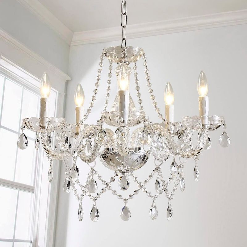 lustre saint mossi de cristal com 5 luzes a-bi