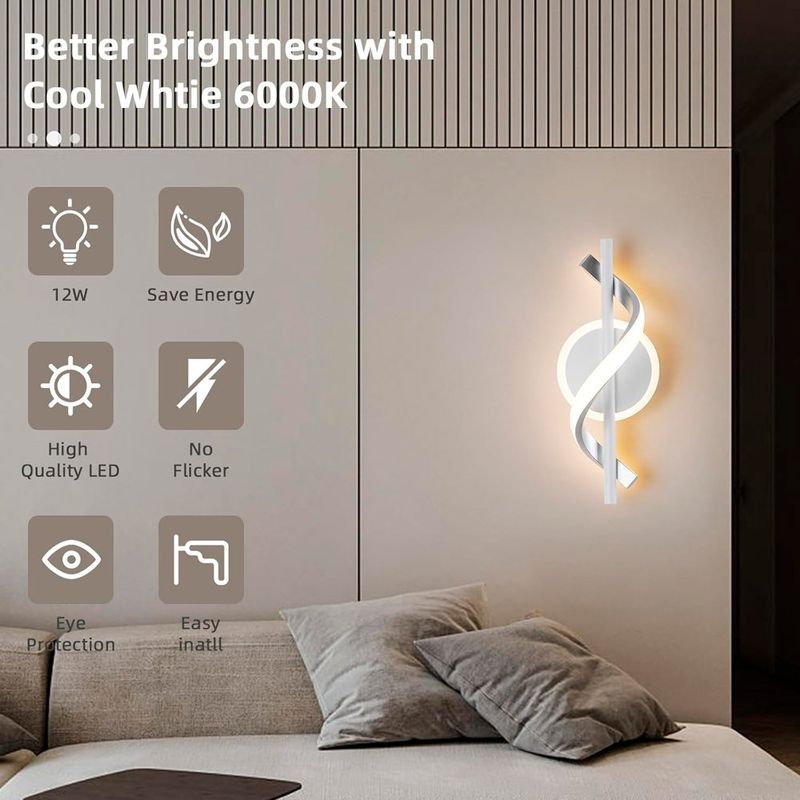 lâmpadas de parede eidisuny led branco a-bi