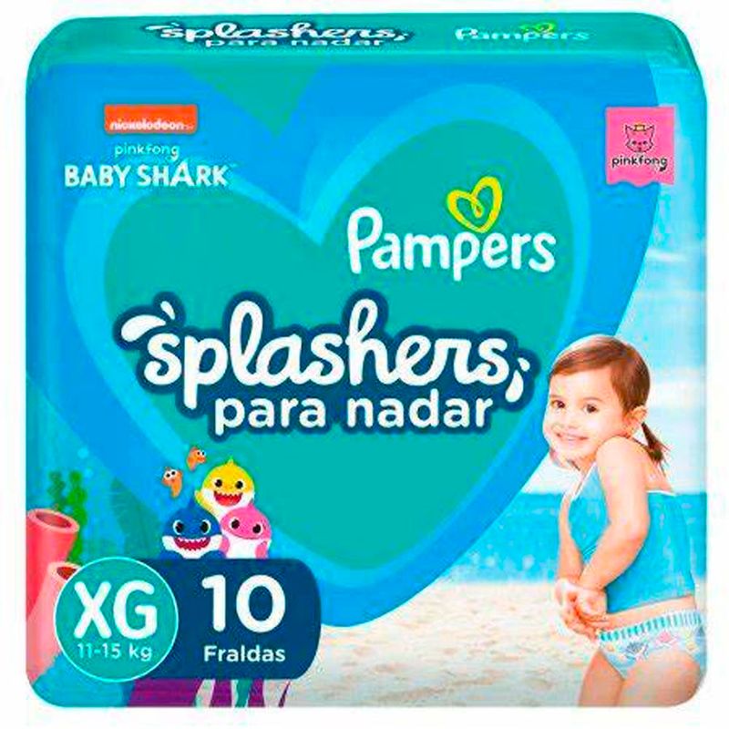 fralda para piscina pampers splashers 11-15kg xg 10 unidades