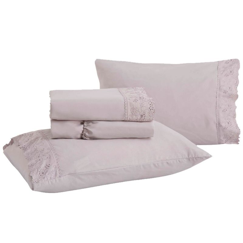 jogo de cama rozac 4 peças golden bordado queen offwhite (mp)