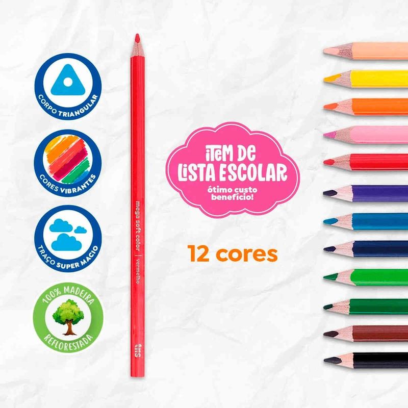 lápis de cor tris soft color com 12 unidades 684116