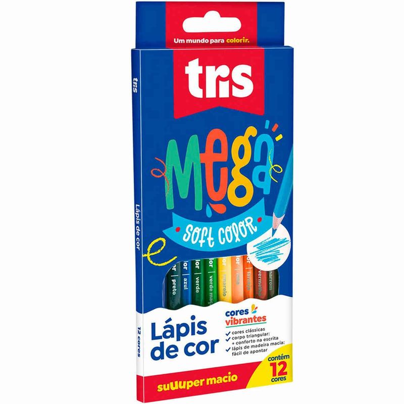 lápis de cor tris soft color com 12 unidades 684116