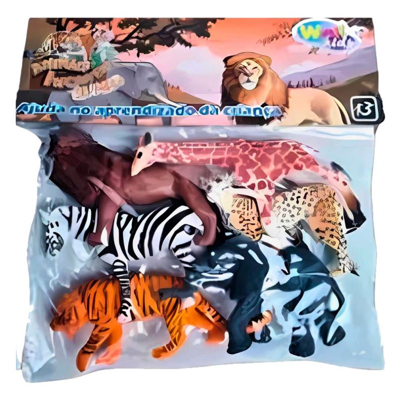 kit animais amigos da selva de brinquedo wellkids 6 peças wb6786 (mp)