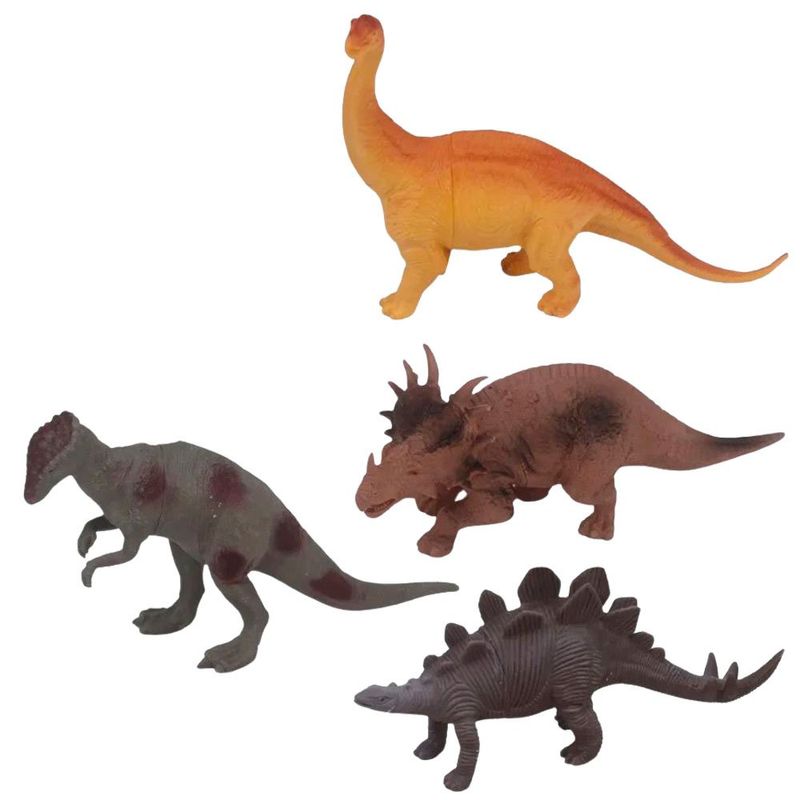 kit animais dinossauros de brinquedo wellkids 4 peças wbu1115 (mp)