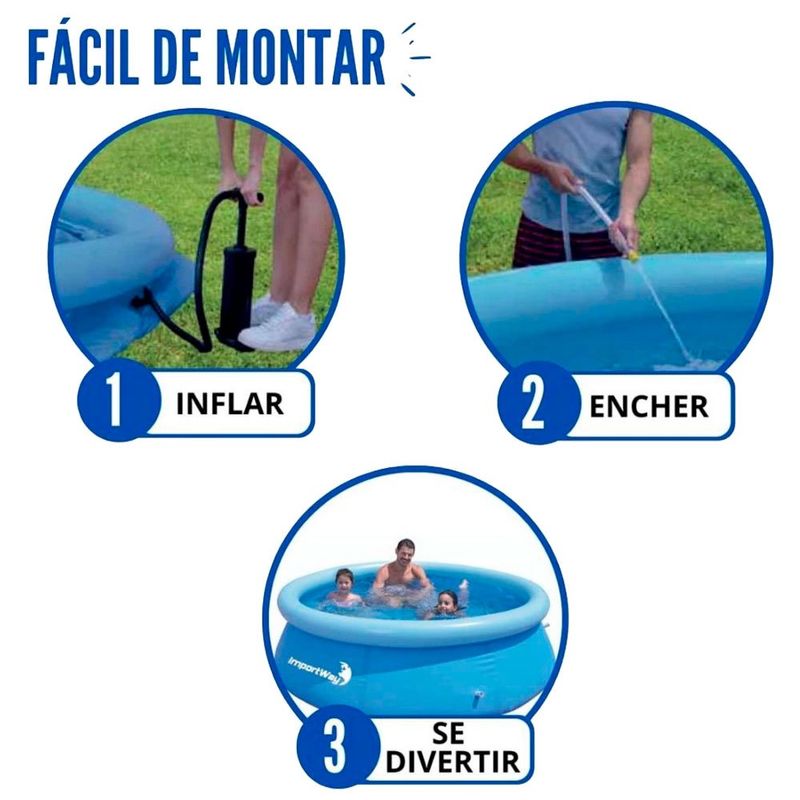 piscina inflável 2490 litros com borda wellmix summer ws7965 (mp)