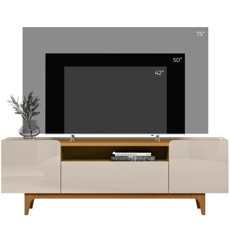 rack para tv até 75" linea orlando madeira tauari off white