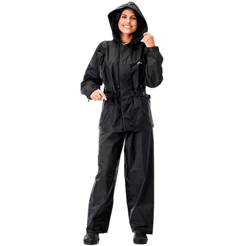 capa de chuva feminino pantaneiro nylon capuz preto g (mp)