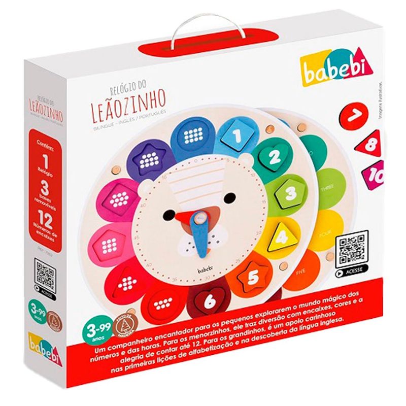 brinquedo educativo reloginho do leaozinho bilingue babebi 7052 (mp)