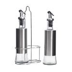 conjunto galheteiro wincy de vidro e inox com suporte 3 peças 350ml sleek (mp)