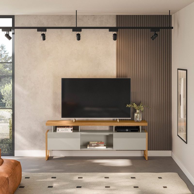 rack para tv até 70" linea esmeralda nature com off white