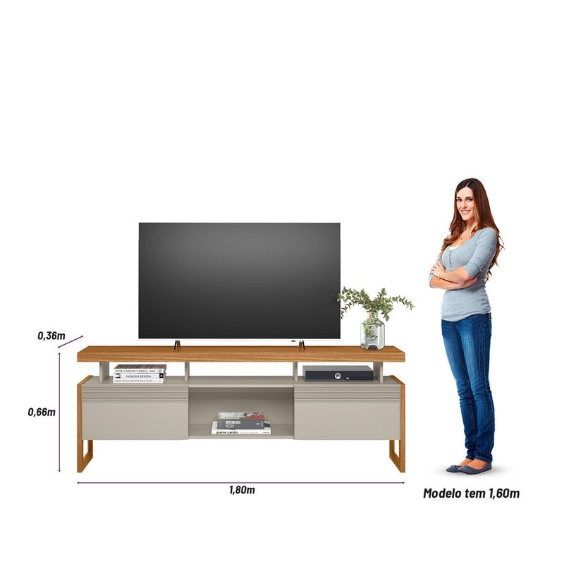 rack para tv até 70" linea esmeralda nature com off white