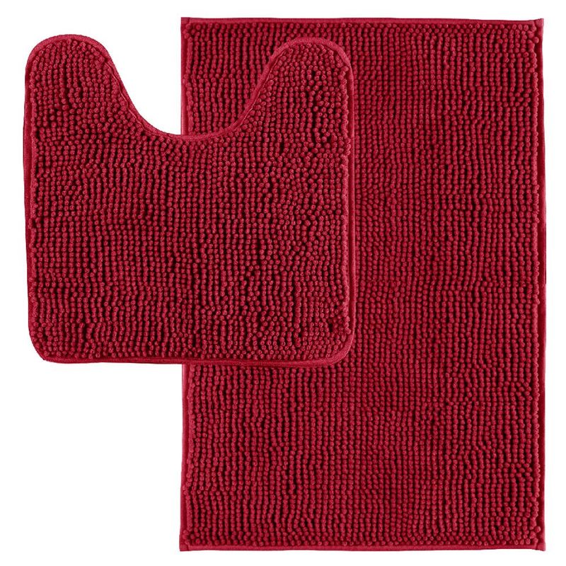 kit tapete banheiro corttex dallas 2 peças vermelho (mp)