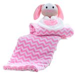 manta bebê com naninha corttex coelho rosa 75x100cm (mp)
