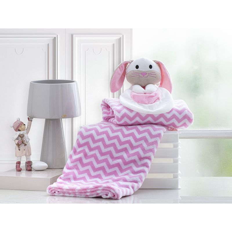 manta bebê com naninha corttex coelho rosa 75x100cm (mp)