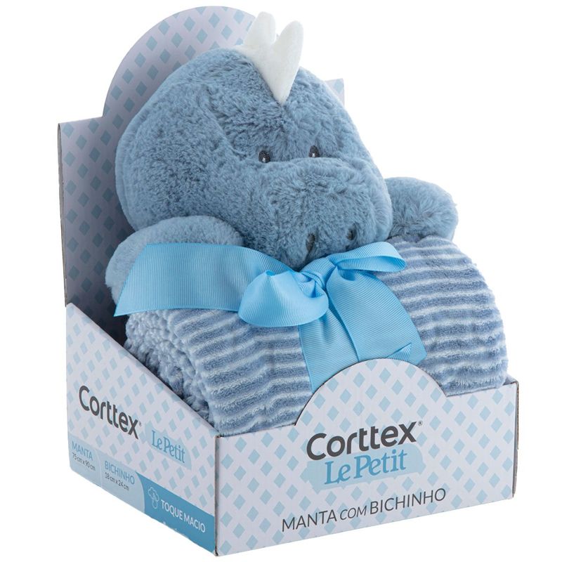 manta bebê corttex le petit com bichinho dinossauro 70x90cm (mp)
