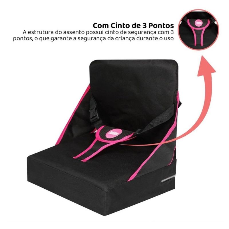assento infantil portátil para cadeiras tubline com alça 22kg rosa (mp)
