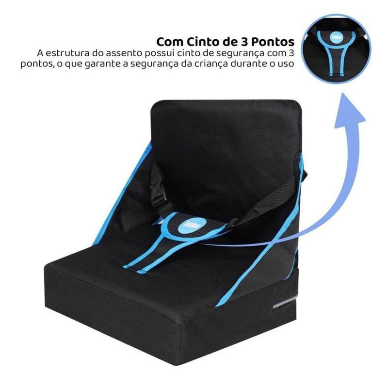 assento infantil portátil para cadeiras tubline com alça 22kg azul (mp)