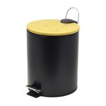 lixeira com pedal 3 litros wincy tampa bambu preto ixa02028 (mp)