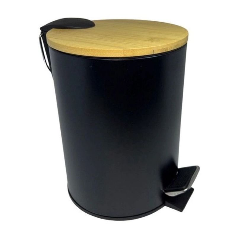 lixeira com pedal 3 litros wincy tampa bambu preto ixa02028 (mp)