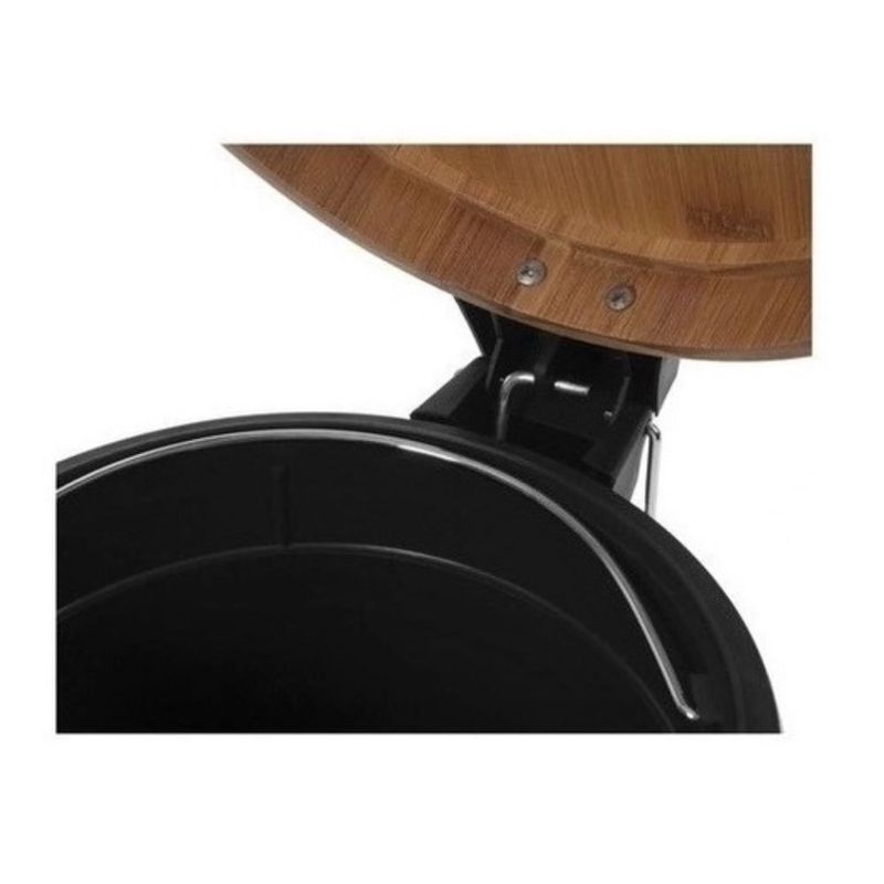 lixeira com pedal 3 litros wincy tampa bambu preto ixa02028 (mp)