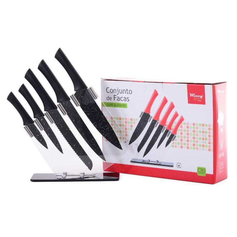 jogo de facas wincy 6 peças com suporte ixb08092 (mp)