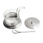 açucareiro com colher wincy 190ml inox e vidro ixb1301 (mp)