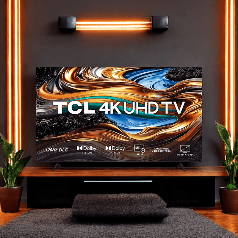 smart tv 75" tcl led 4k uhd google design sem borda 75p755