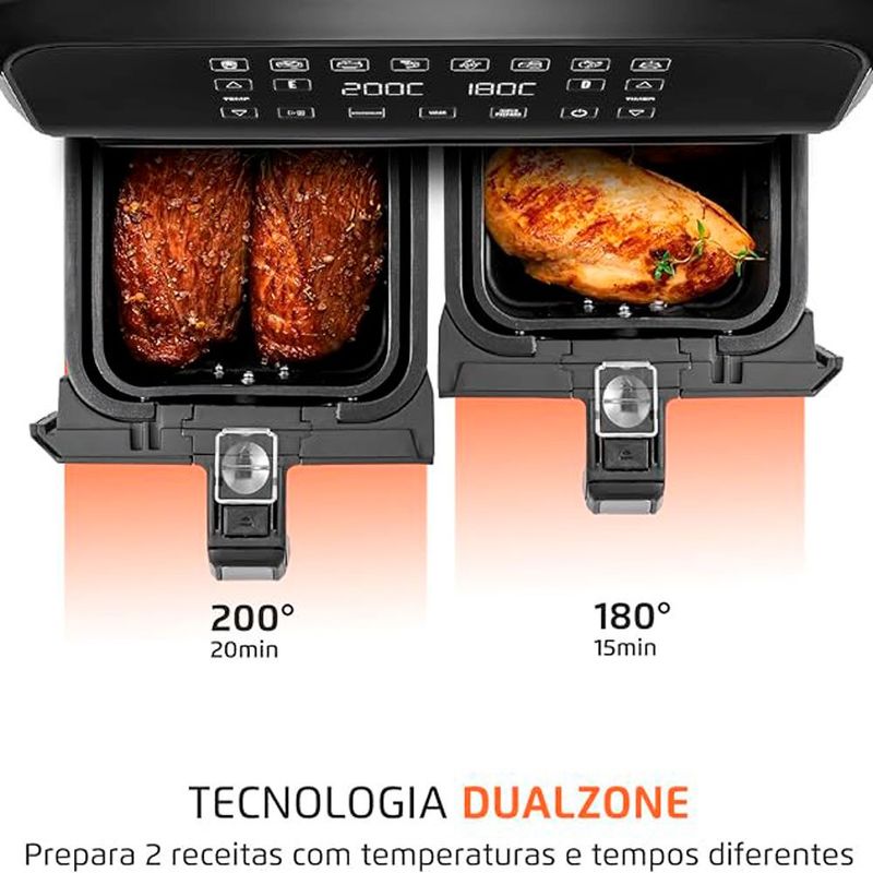 fritadeira elétrica air fryer dupla mondial 127v 75667 (mp)