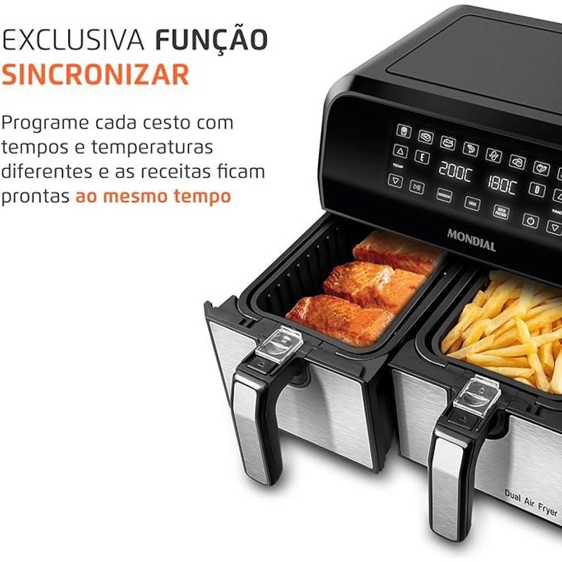 fritadeira elétrica air fryer dupla mondial 127v 75667 (mp)