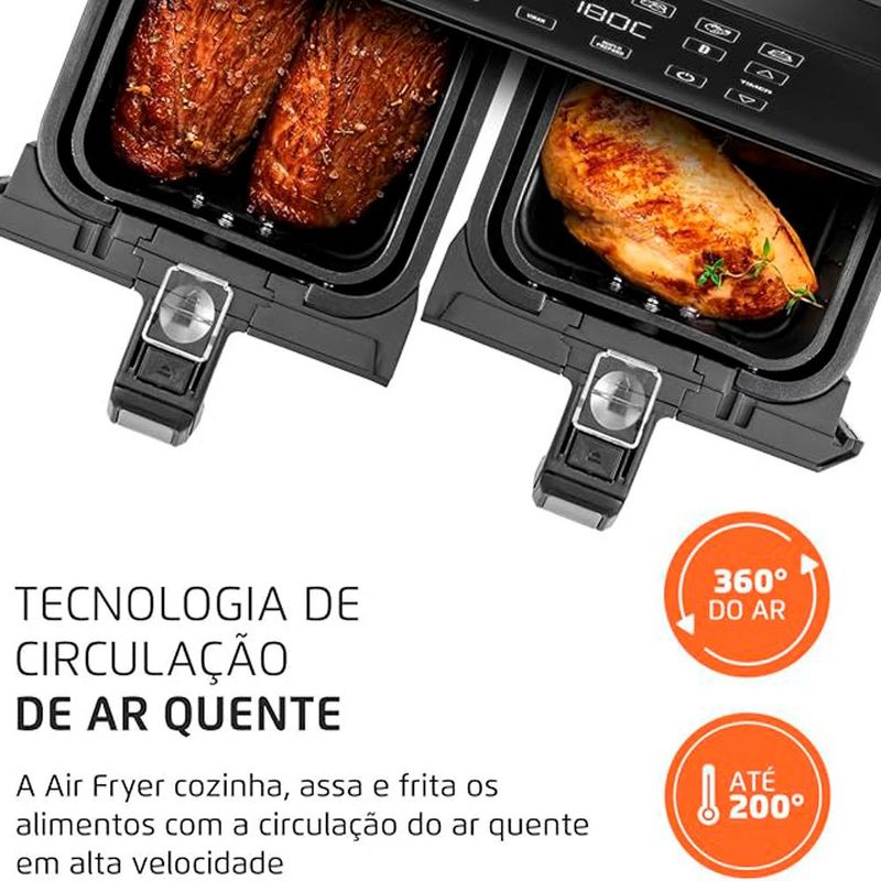fritadeira elétrica air fryer dupla mondial 127v 75667 (mp)