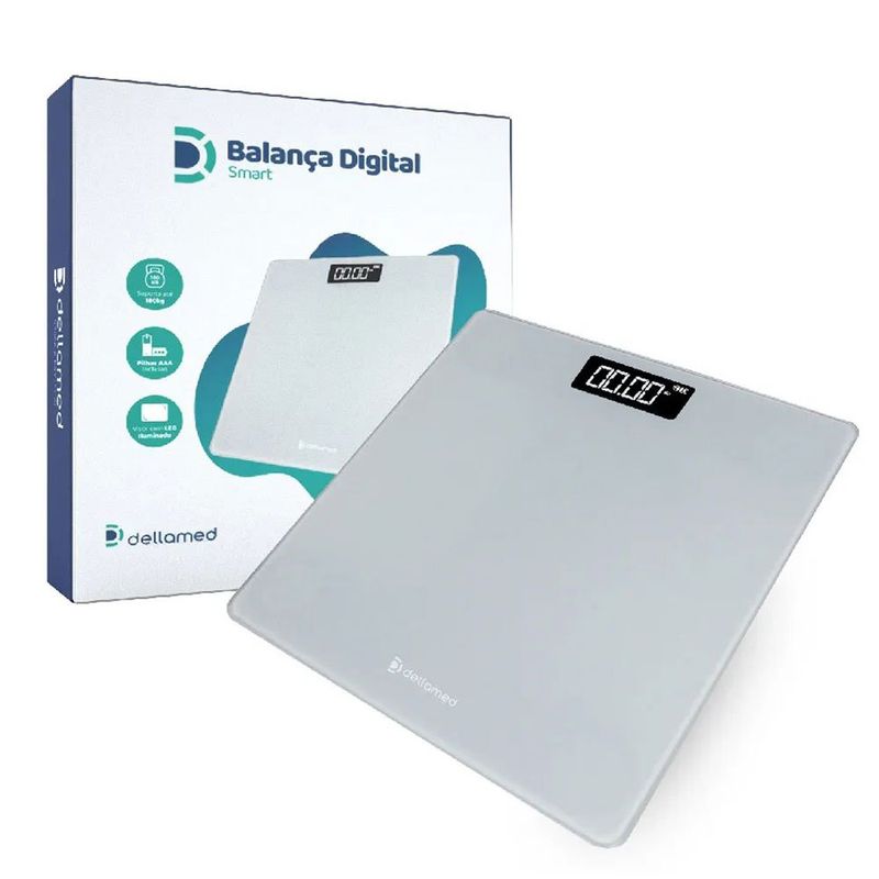 balança corporal digital dellamed smart até 180kg cinza (mp)