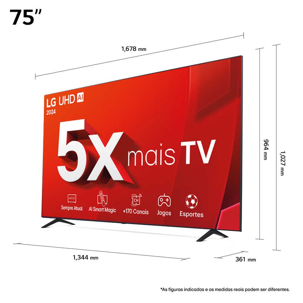Smart TV 4K 75" LG UHD com Alexa Chromecast
