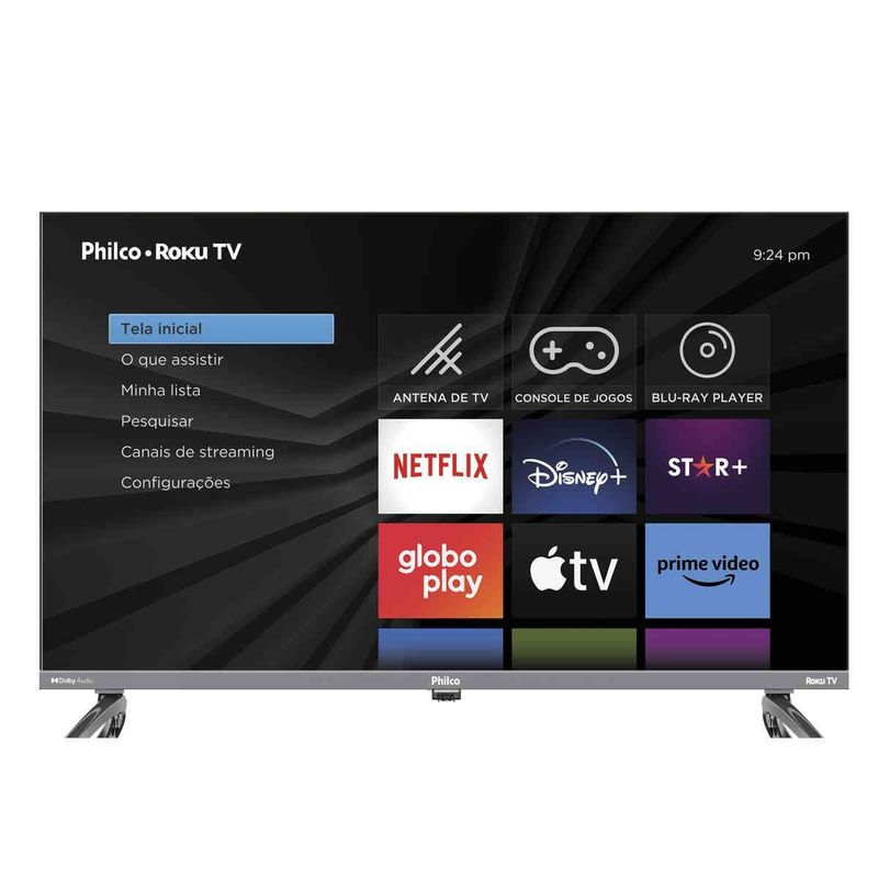 smart tv led 32" philco roku tv dolby áudio ptv32k34rkgb