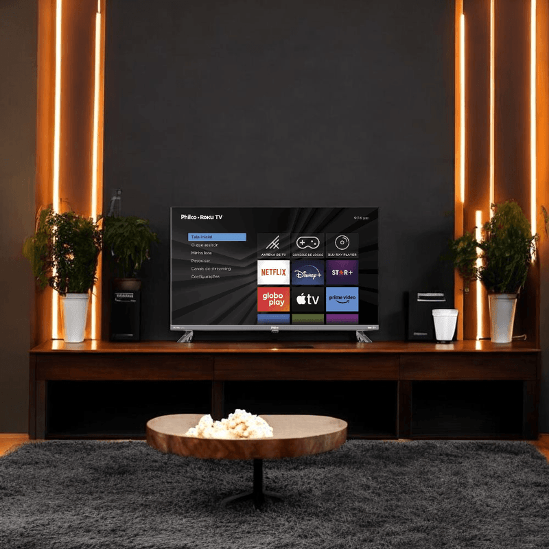 smart tv led 32" philco roku tv dolby áudio ptv32k34rkgb