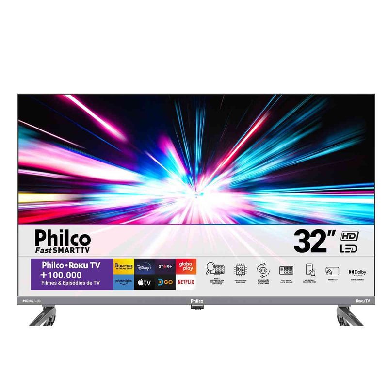 smart tv led 32" philco roku tv dolby áudio ptv32k34rkgb