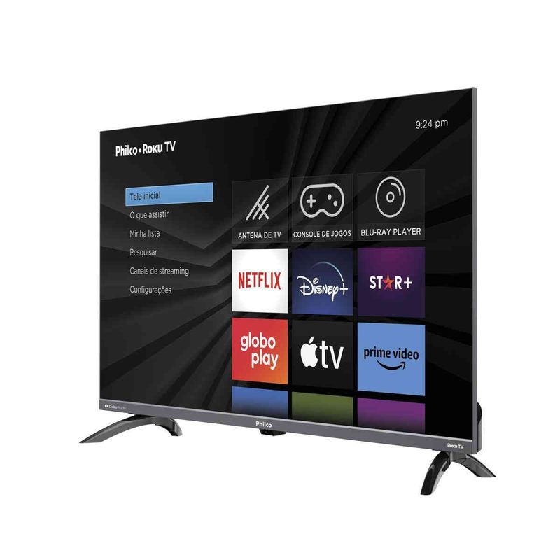 smart tv led 32" philco roku tv dolby áudio ptv32k34rkgb