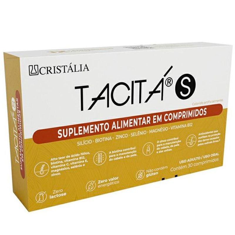 suplemento alimentar tacitá s pele, unhas e cabelos 30 comprimidos cristália