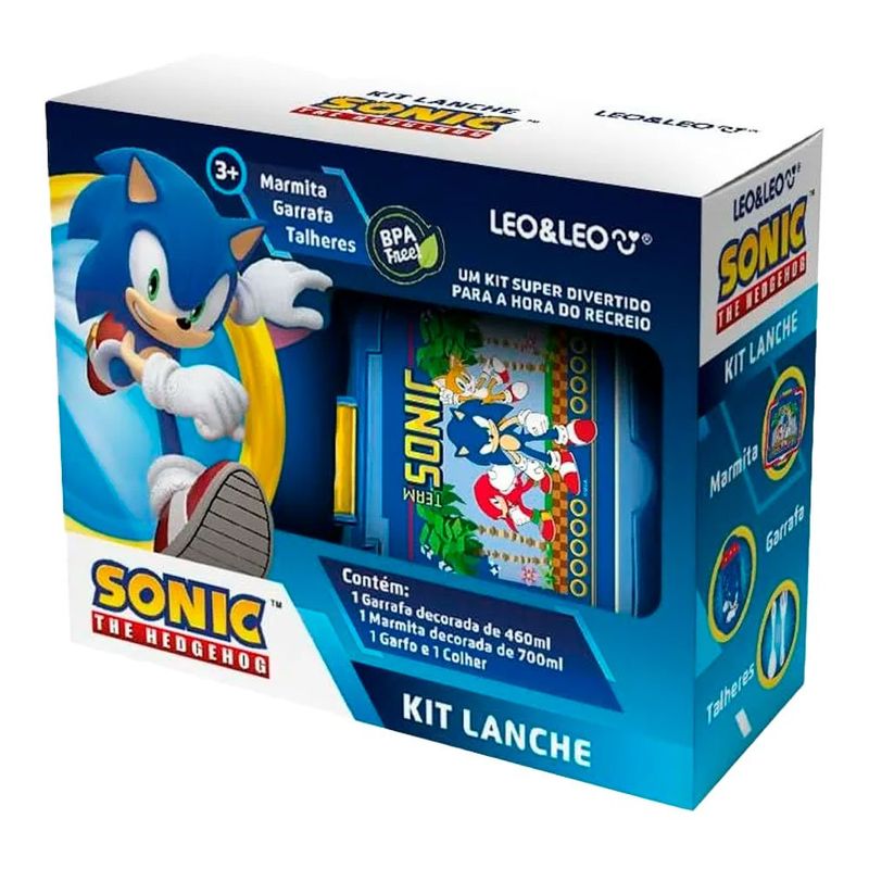 kit lanche sonic leo&leo garrafa marmita e talheres (mp)