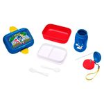 kit lanche sonic leo&leo garrafa marmita e talheres (mp)