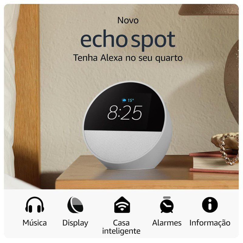 assistente de voz alexa echo spot 2024 amazon branco b0c2s3vvlw (mp)