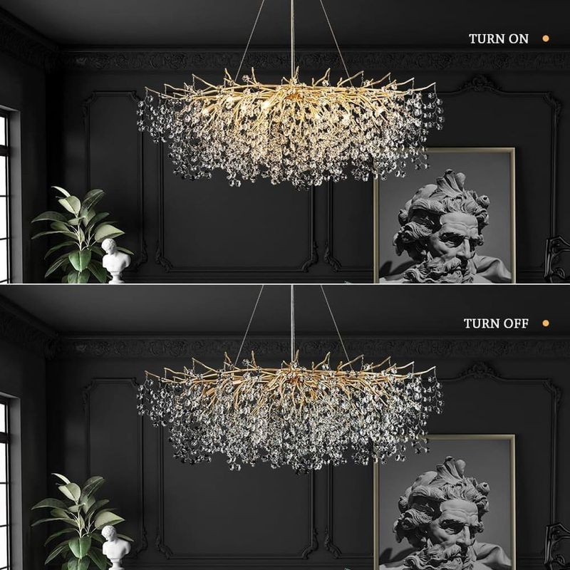 lustre moderno de cristal dunfizz dourado a-bi