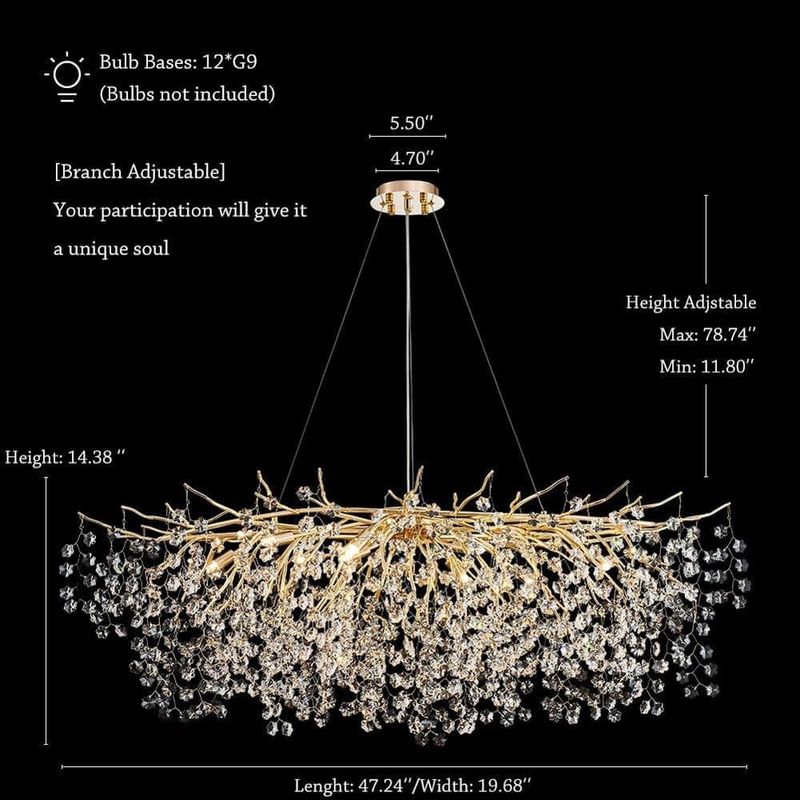 lustre moderno de cristal dunfizz dourado a-bi