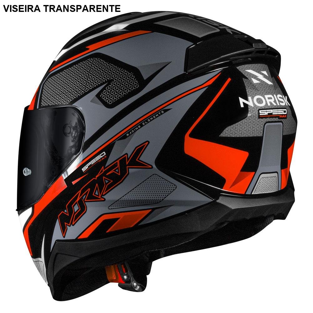 nori10jp Capacete Norisk Razor Black Edition Com Spoiler Viseira Fumê