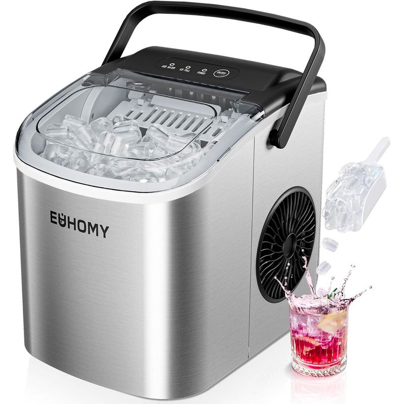 máquina de gelo 26 libras 9 cubos preto euhomy a-bi
